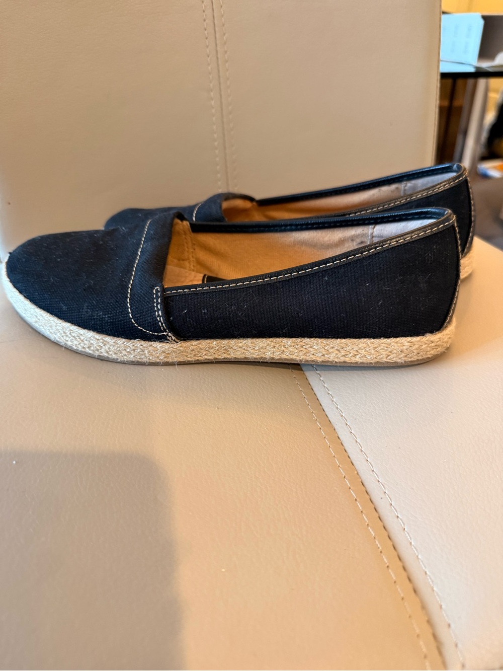 boc Black Canvas Espadrille Slip-On Flats for Women